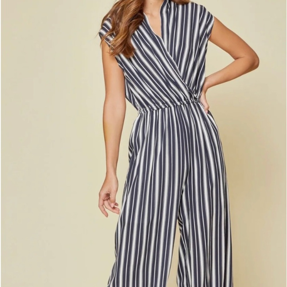 Andree By Unit Navy Striped Jumpsuit
